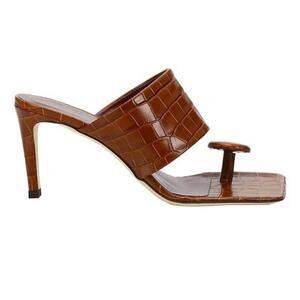 New STAUD Luna Croc-Embossed Leather Sandals Size 36